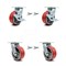 Service Caster 5 Inch Red Poly on Cast Iron Caster Set with Ball Bearings 4 Swivel Lock 2 Brake SCC-30CS520-PUB-RS-TLB-BSL-2-BSL-2 - alternate 1